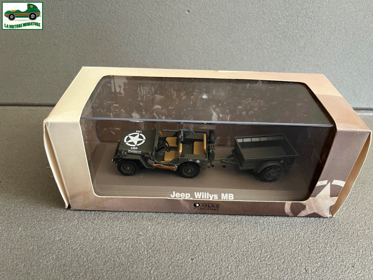 Miniature Militaire Véhicules & Blindés Jeep Willys MB Remorque Atlas 1/43