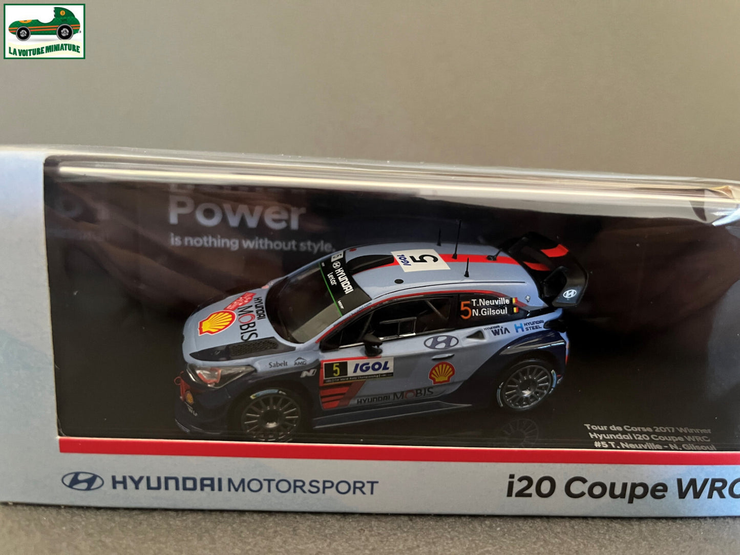 Voiture Miniature Hyundai i20 Coupé WRC Tour de Corse 2017 Rallye IXO au 1/43