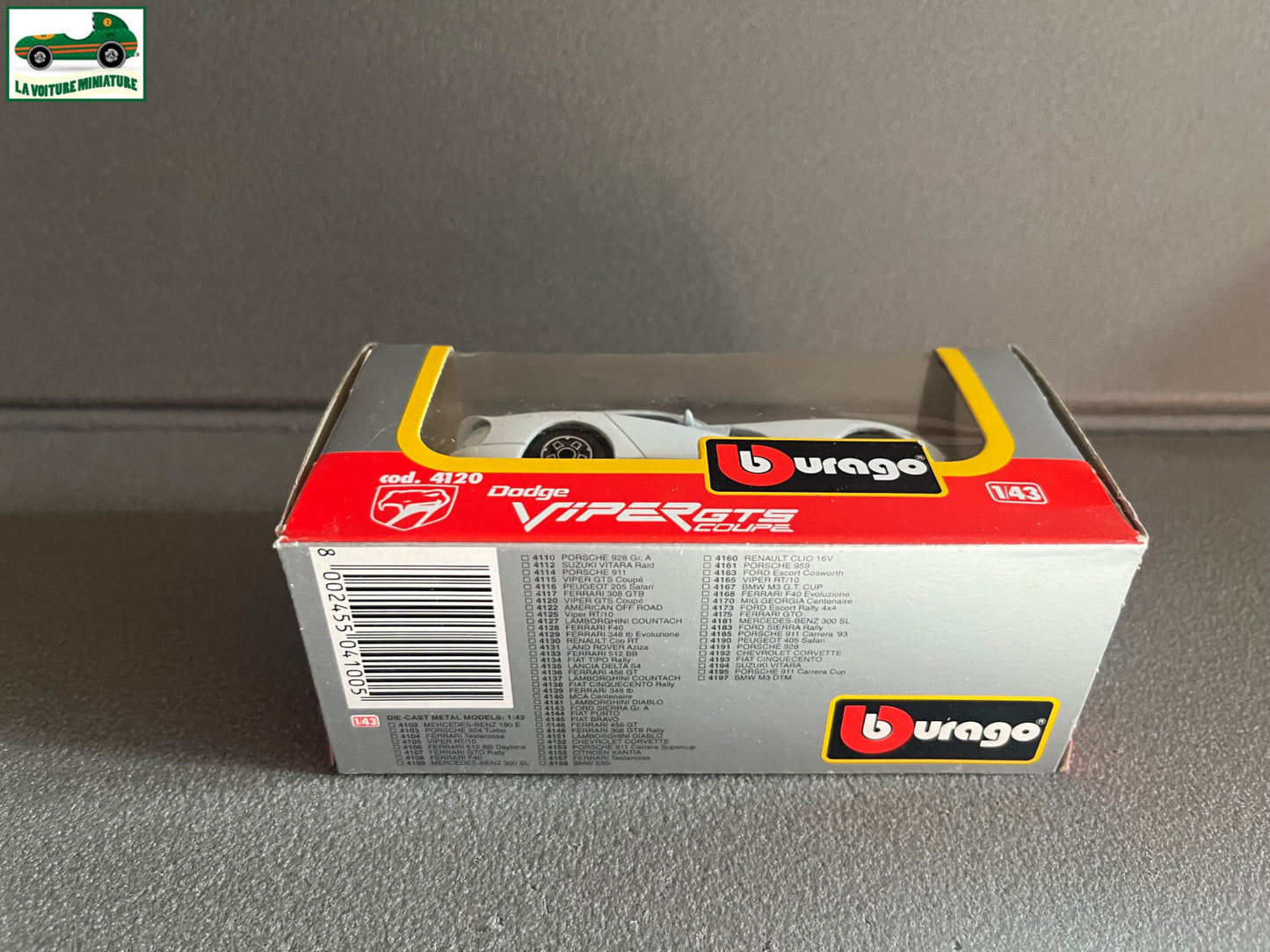 Voiture miniature Burago Dodge Viper GTS Coupé 4120 au 1/43