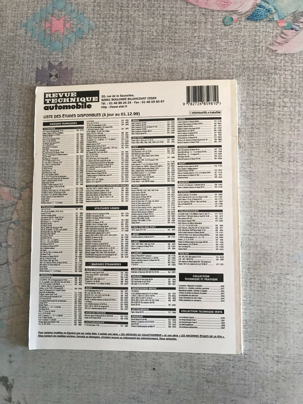 Livre Revue Technique Automobile Rover 420 Diesel ETAI