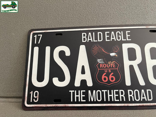 Plaque Métal Voiture Automobile Américaine US USA Route 66 R66 15 x 30 cm Deco