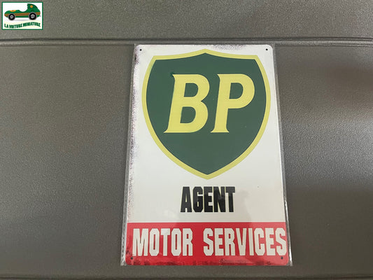 Plaque Métal Voiture Automobile Garage Huile Moteur BP Agent 20 x 30 cm