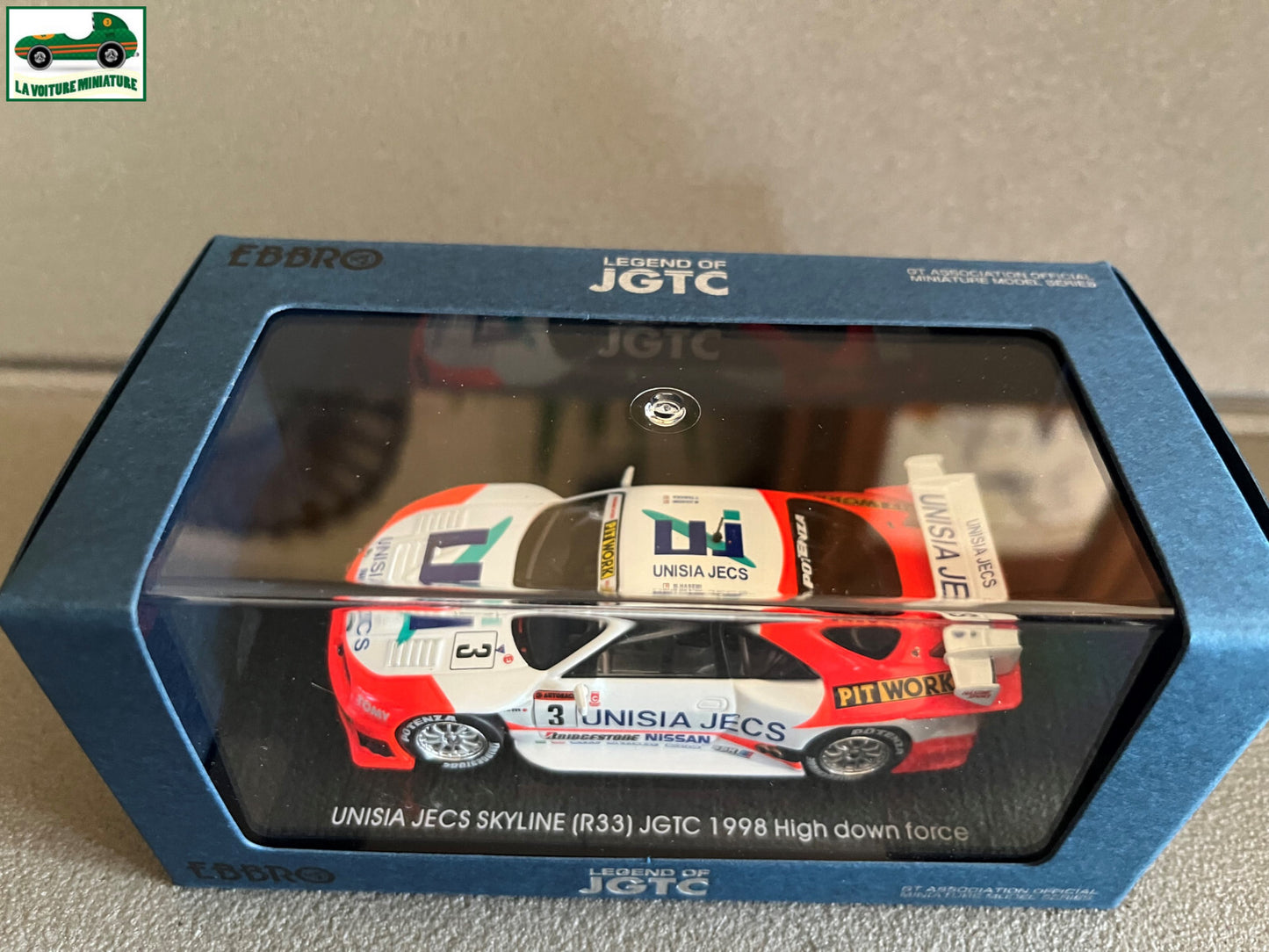 Voiture Miniature Nissan Unisia Jecs Skyline R33 JGTC 1998 Force Ebbro au 1/43