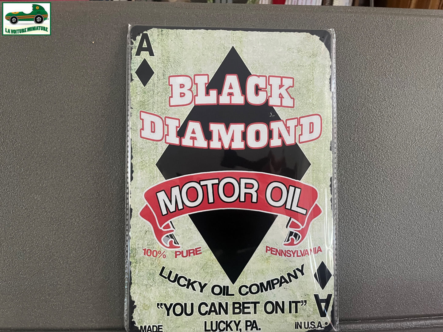 Plaque Métal Voiture Automobile Garage Huile Moteur Black Diamond 20 x 30 cm