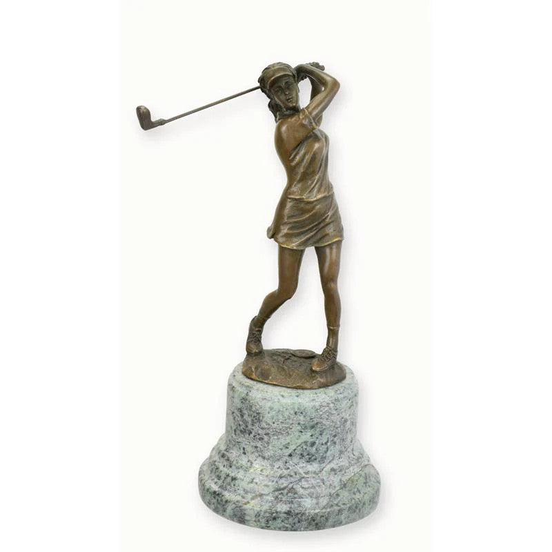 STATUE MODERNE SCULPTURE BRONZE FEMME GOLFEUR