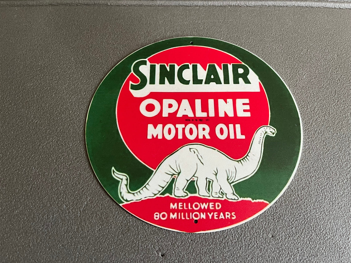 Plaque Métal Voiture Automobile Sinclair Opaline Motor Oil 20 cm Aluminium
