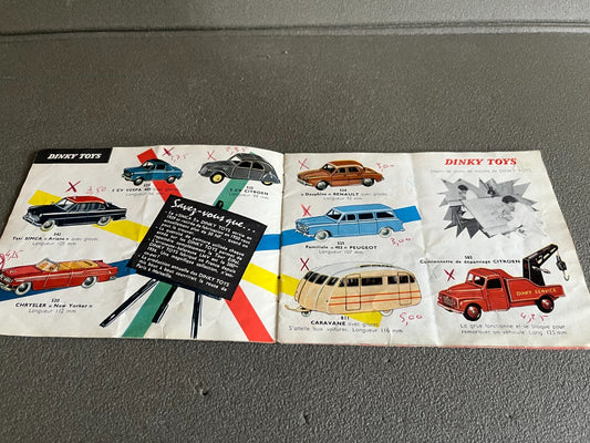 Ancien Dépliant Documentation Catalogue Jouet Voiture Dinky Toys 1960
