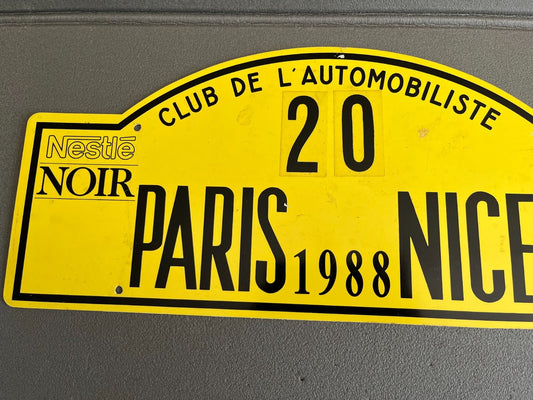 Plaque Métal Voiture Manilux rallye Michelin Paris Nice 1988 L'Automobiliste