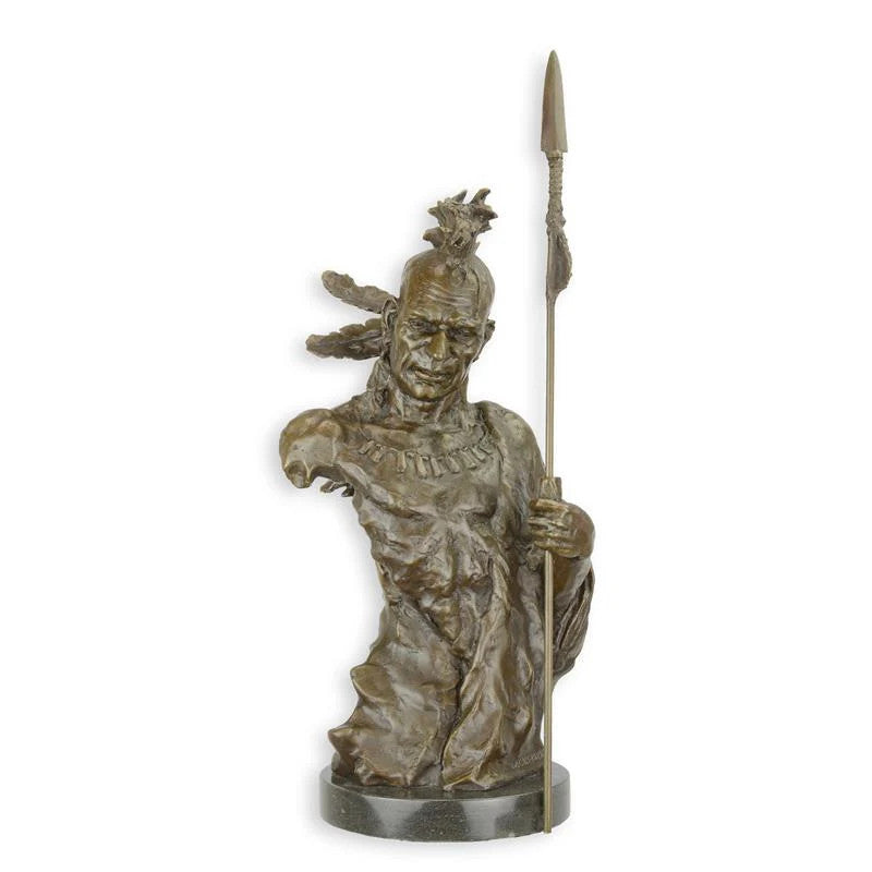 STATUE MODERNE SCULPTURE BRONZE DU TORSE GUERRIER INDI