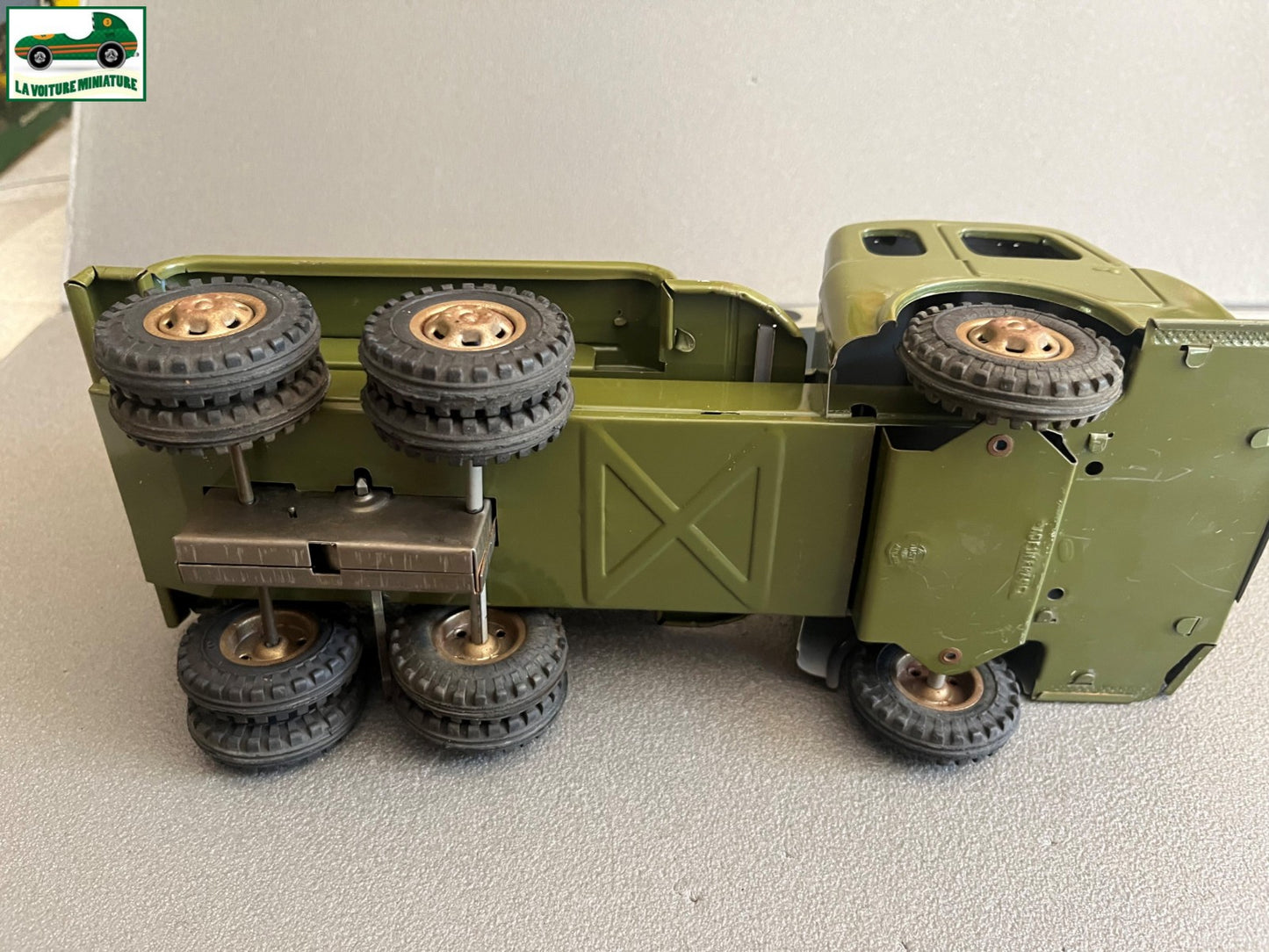 Jouet Ancien Camion Tôle Mécanisme Simca Cargo Militaire Joustra France Vintage