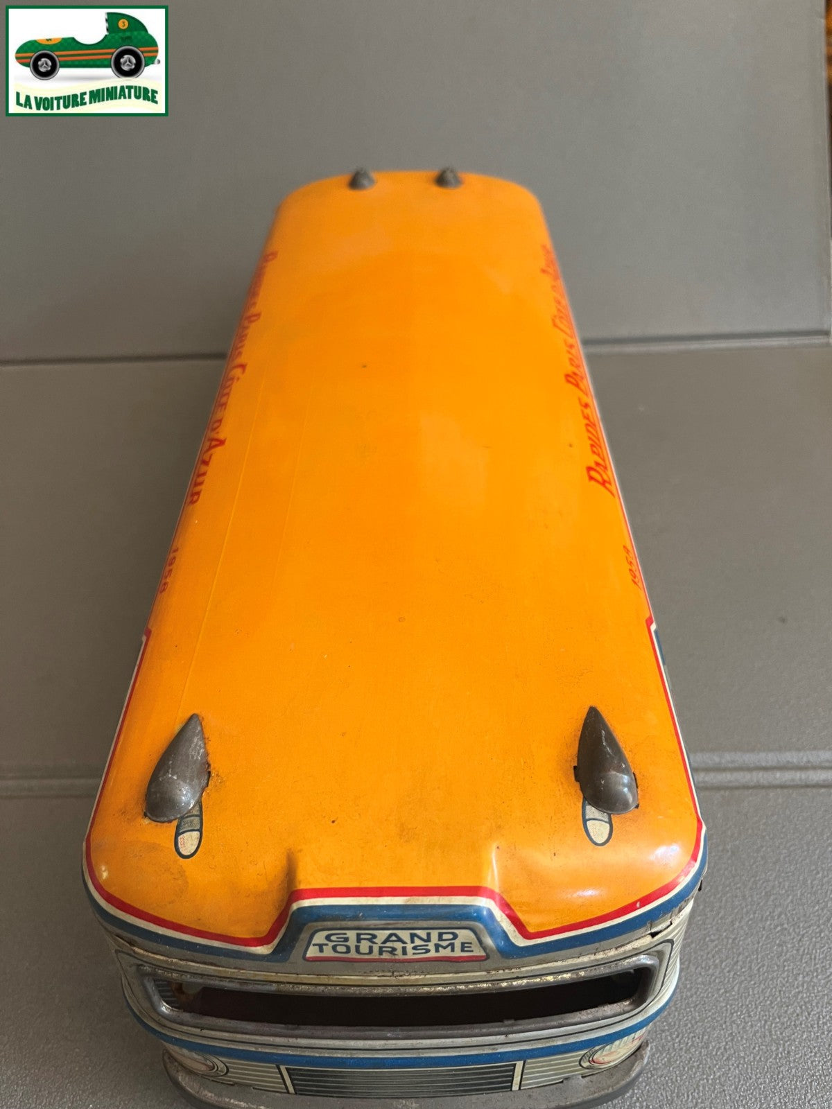 Jouet Ancien Tôle Bus Autobus Flèche d'argent France Jouets Vintage Mécanisme FJ