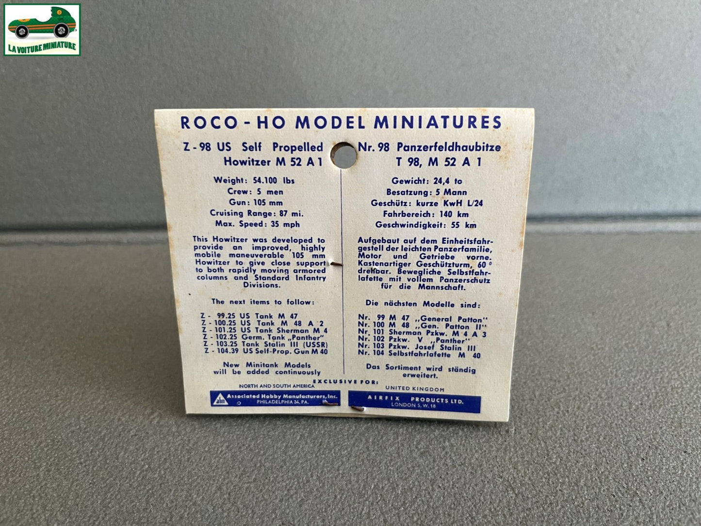 Miniature Engin Militaire Char Z-98.25 US Self-Prop M52A Roco Minitanks 1/87 HO