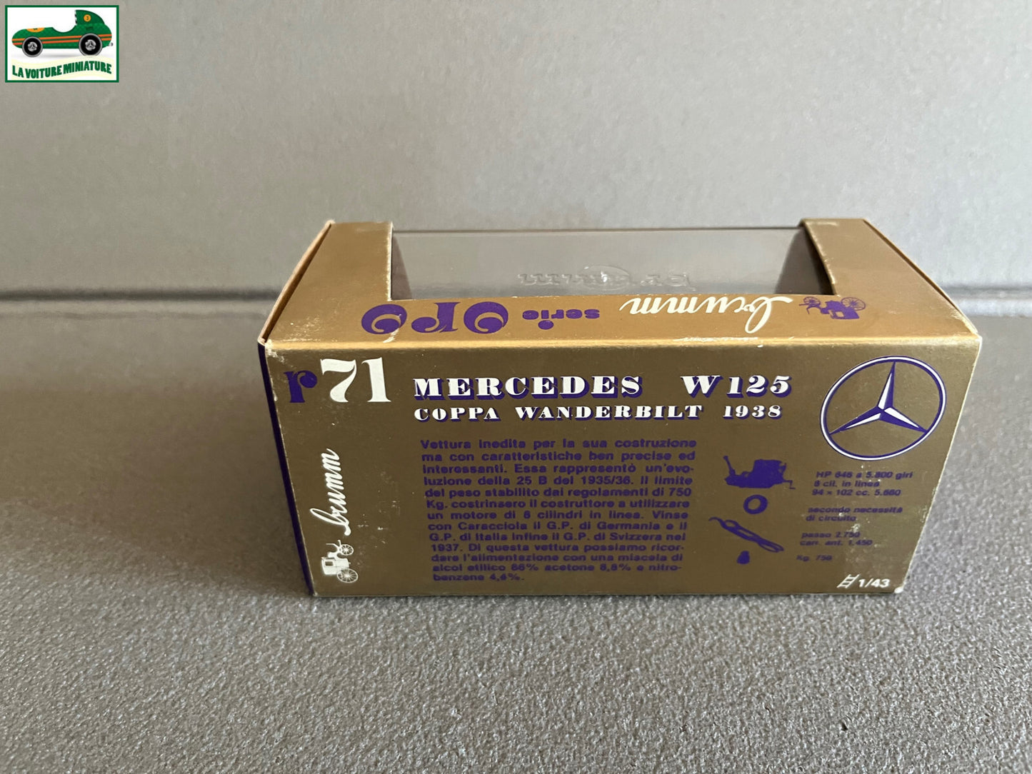 Voiture Miniature Mercedes W125 Coppa Wanderbilt 1938 Brumm au 1/43