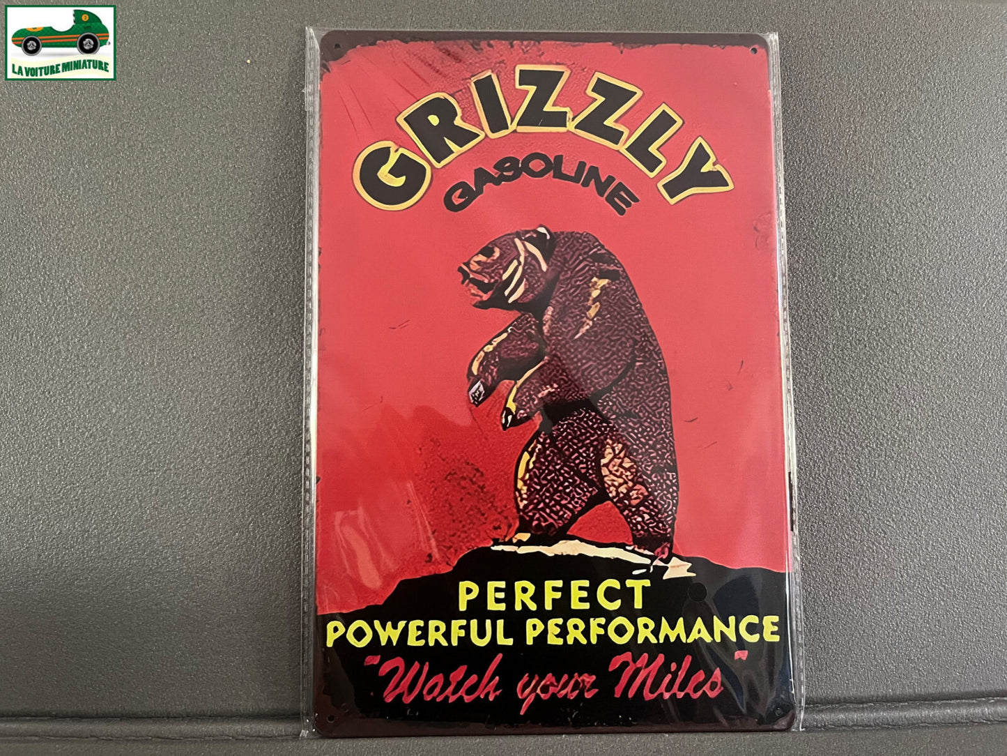 Plaque Métal Voiture Automobile Garage Huile Moteur Grizzly 20 x 30 cm