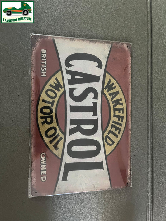 Plaque Métal Voiture Automobile Garage Huile Moteur Castrol 20 x 30 cm