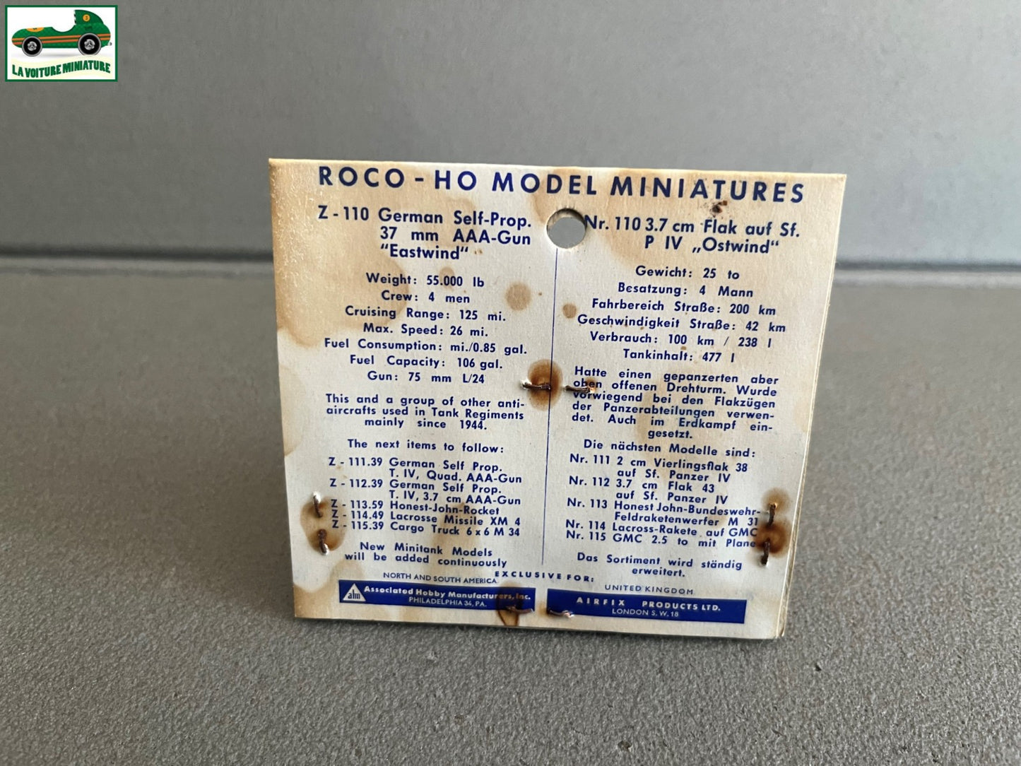Miniature Engin Militaire Char Z110 Germ. 37mm Eastwind Roco Minitanks 1/87 HO