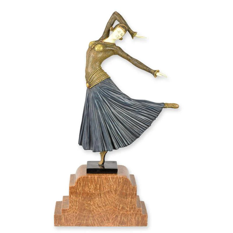 STATUE MODERNE SCULPTURE BRONZE PEINT À FROID INTITULÉE AYOUTA