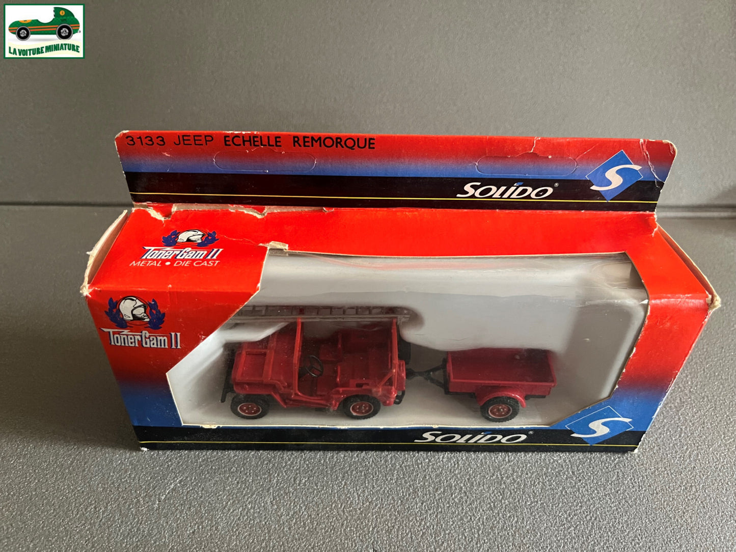 Voiture Miniature 3133 Jeep Echelle Remorque Pompiers Solido au 1/43