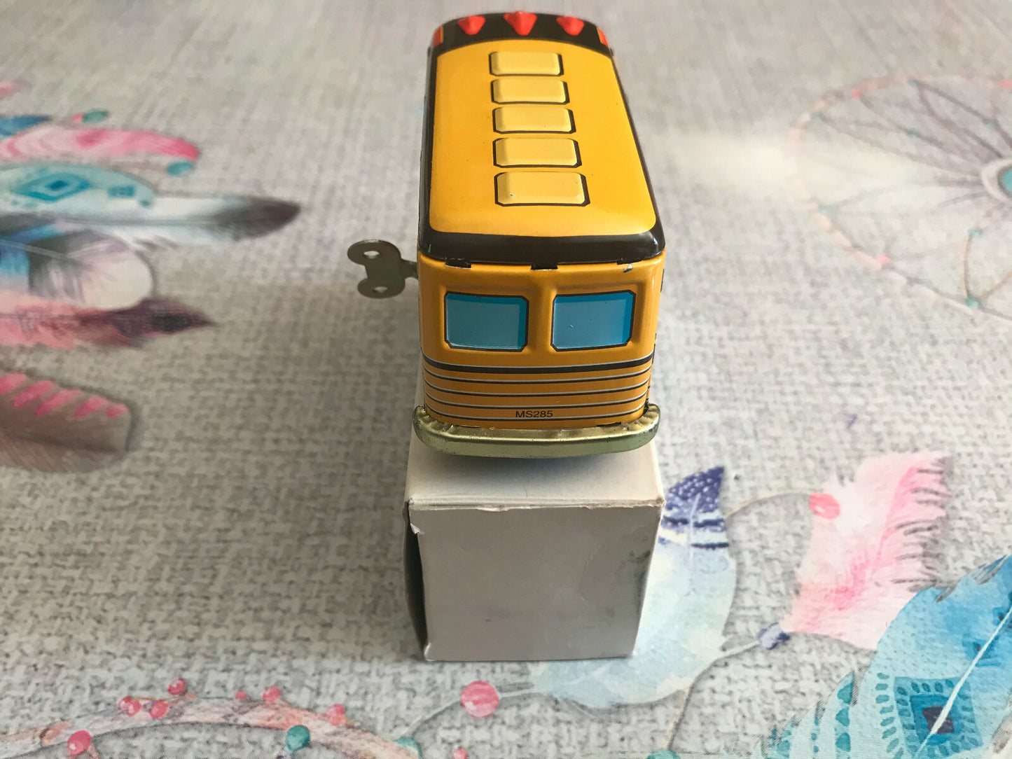Jouet Tole Métal Réédition Ancien Car Autocar Bus School District MS285 13cm Clé