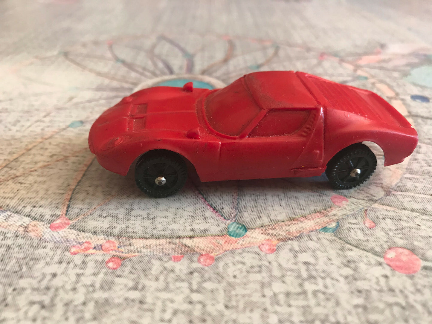 Voiture Miniature Ancien Lamborghini Made W. Germany Steler Plastique Gomme 1/43