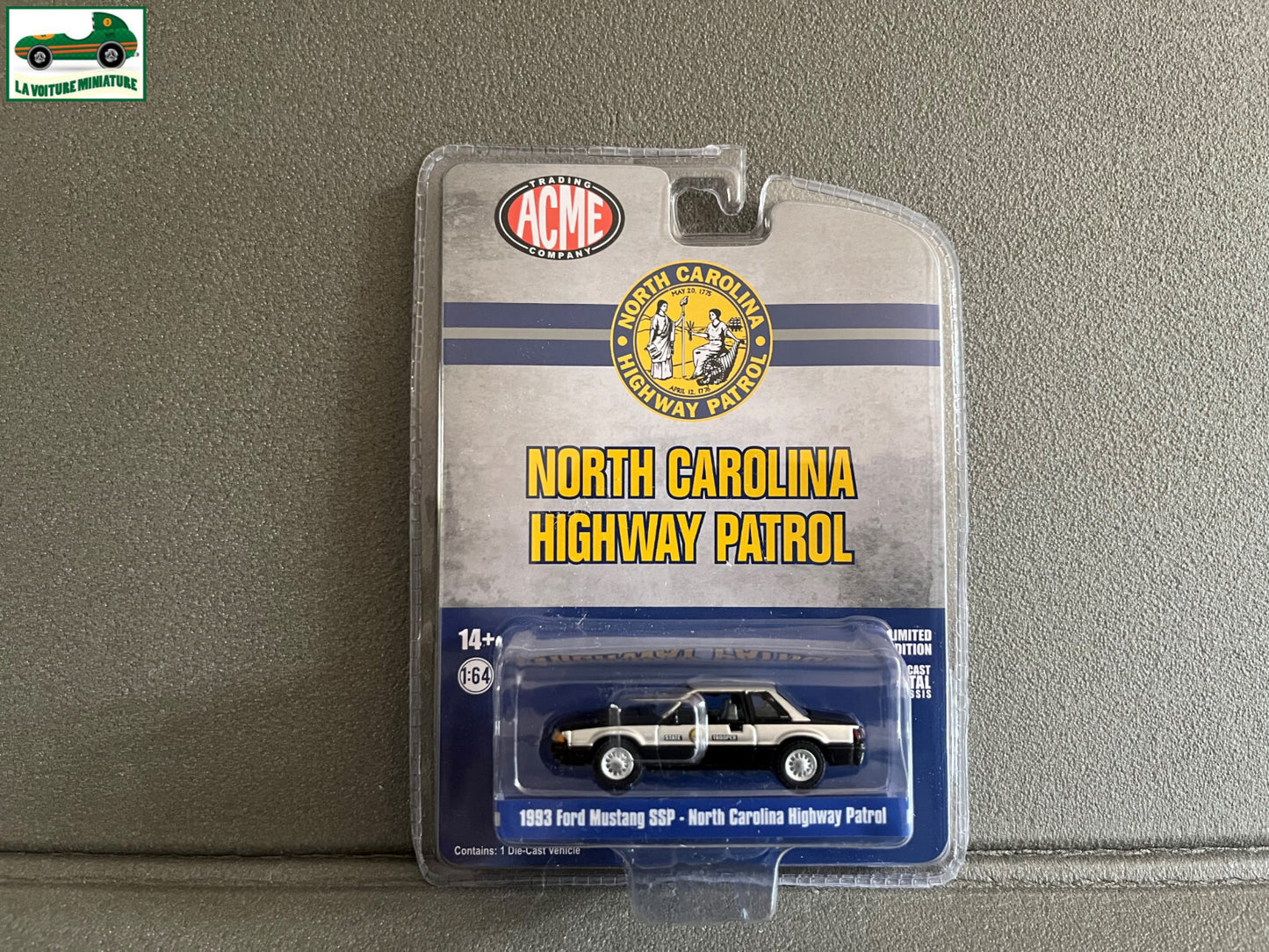 Voiture Miniature 1993 Ford Mustang SSP North Carolina Highway Patrol Acme 1/64