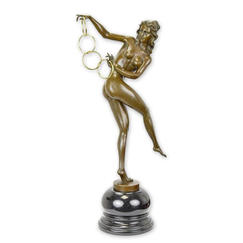 STATUE MODERNE SCULPTURE BRONZE INTIMÉ LES ANNEAUX MAGIQUES