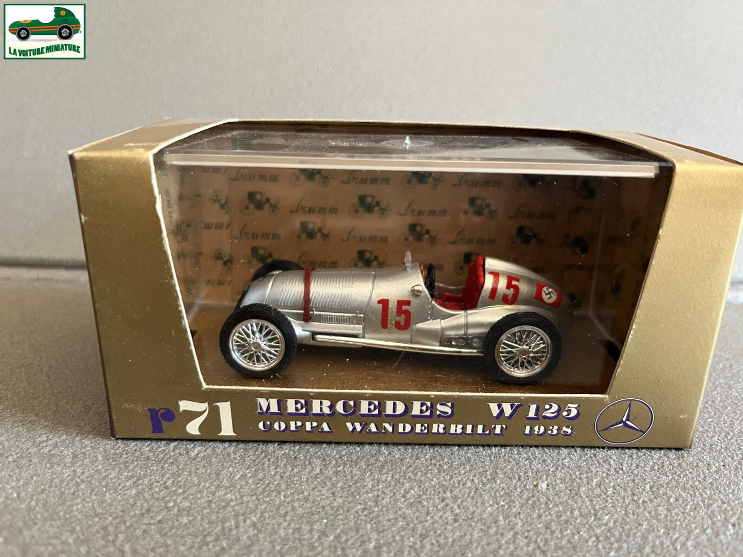 Voiture Miniature Mercedes W125 Coppa Wanderbilt 1938 Brumm au 1/43