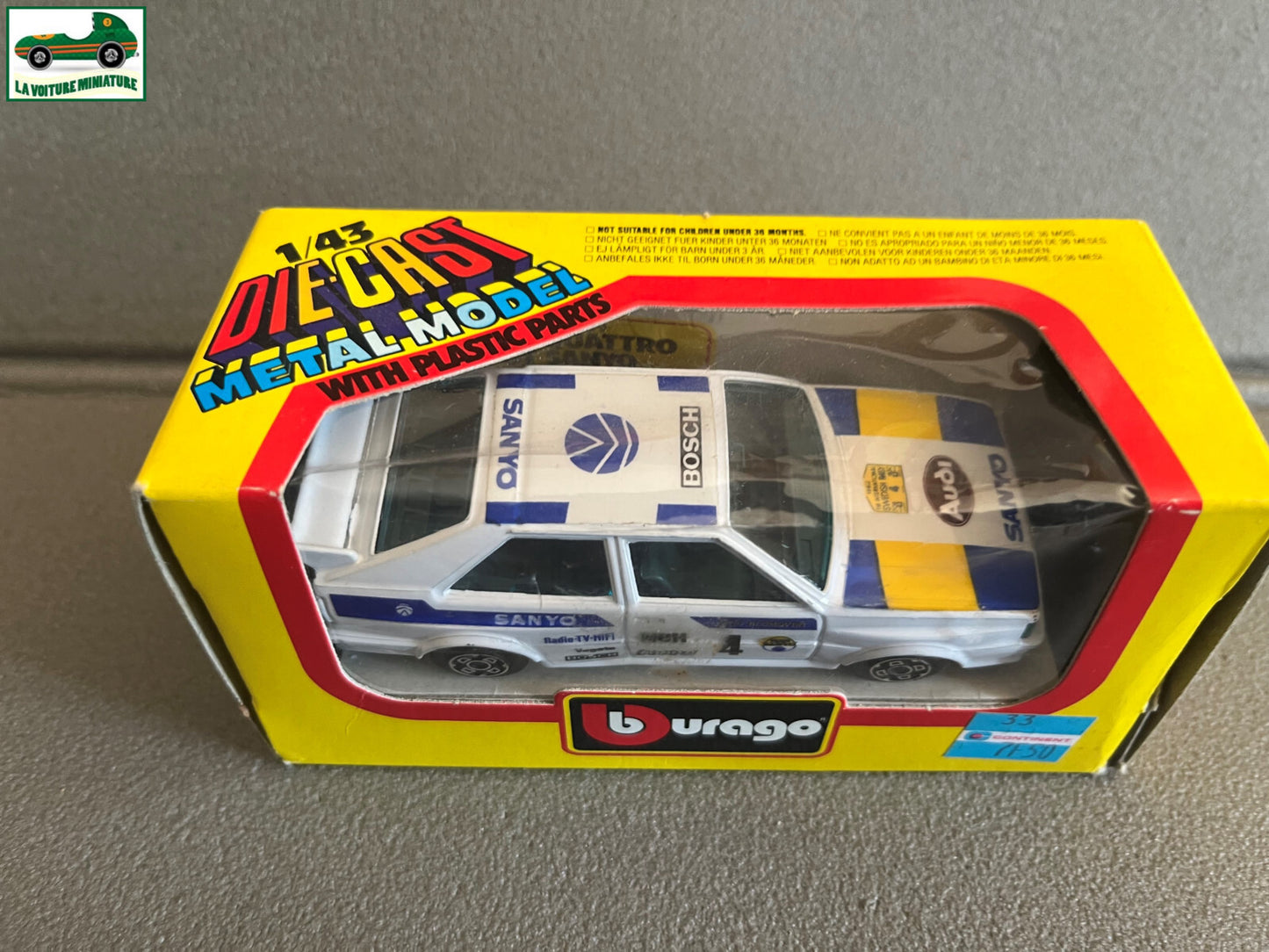 Voiture miniature Audi Quattro GT Sanyo cod. 4159 Burago au 1/43
