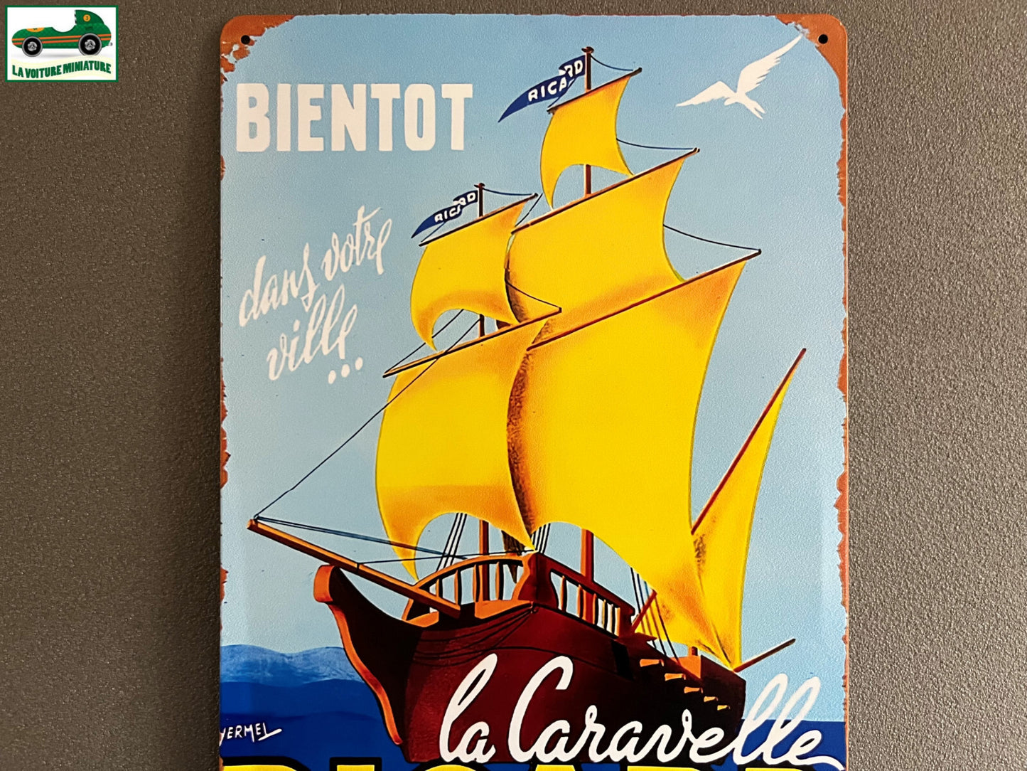 Plaque Métal Publicitaire La Caravelle Ricard Pastis 20 x 30 cm