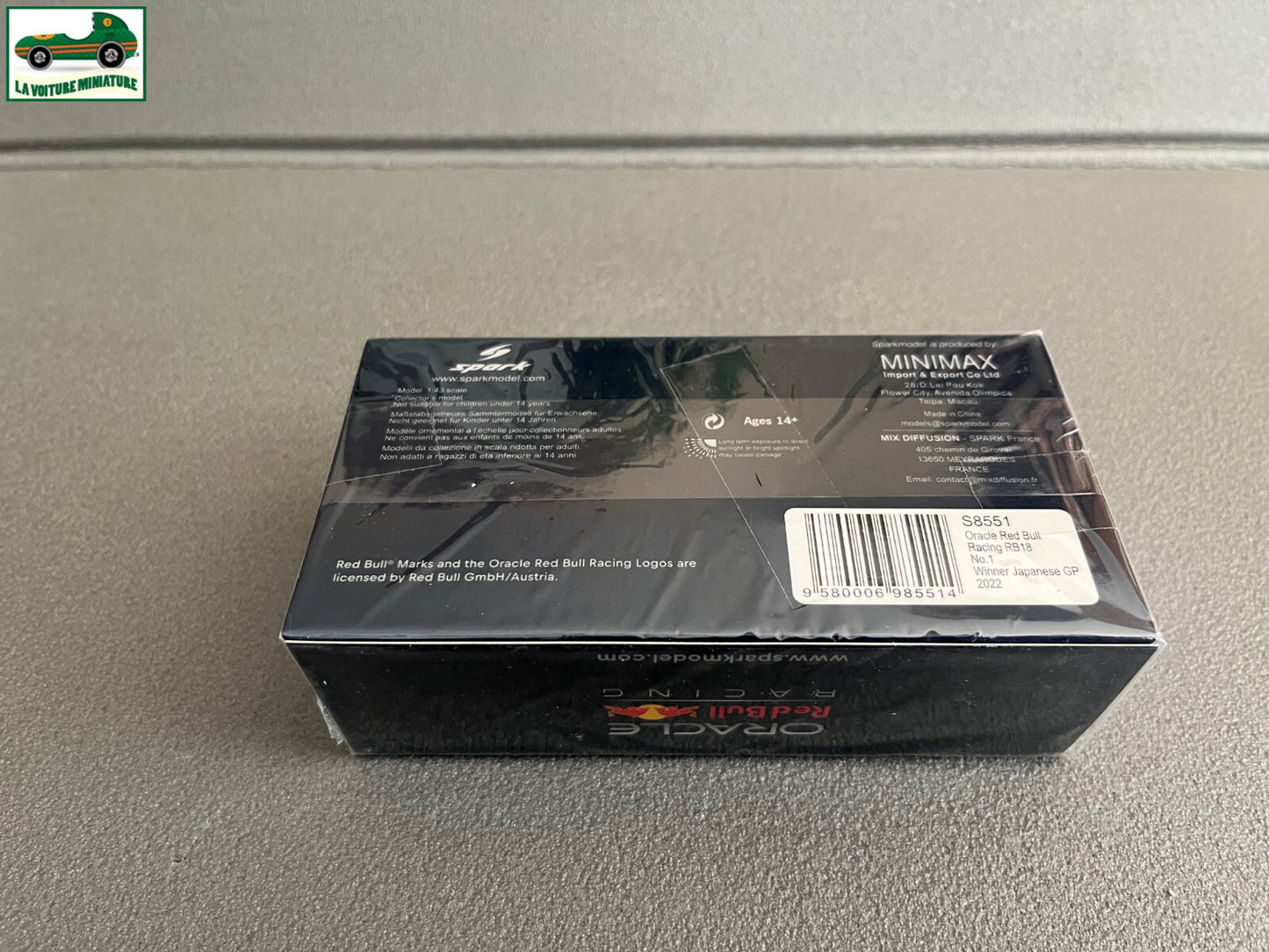 Voiture Miniature Formule 1 F1 Oracle Red Bull Racing RB18 Japon Spark au 1/43