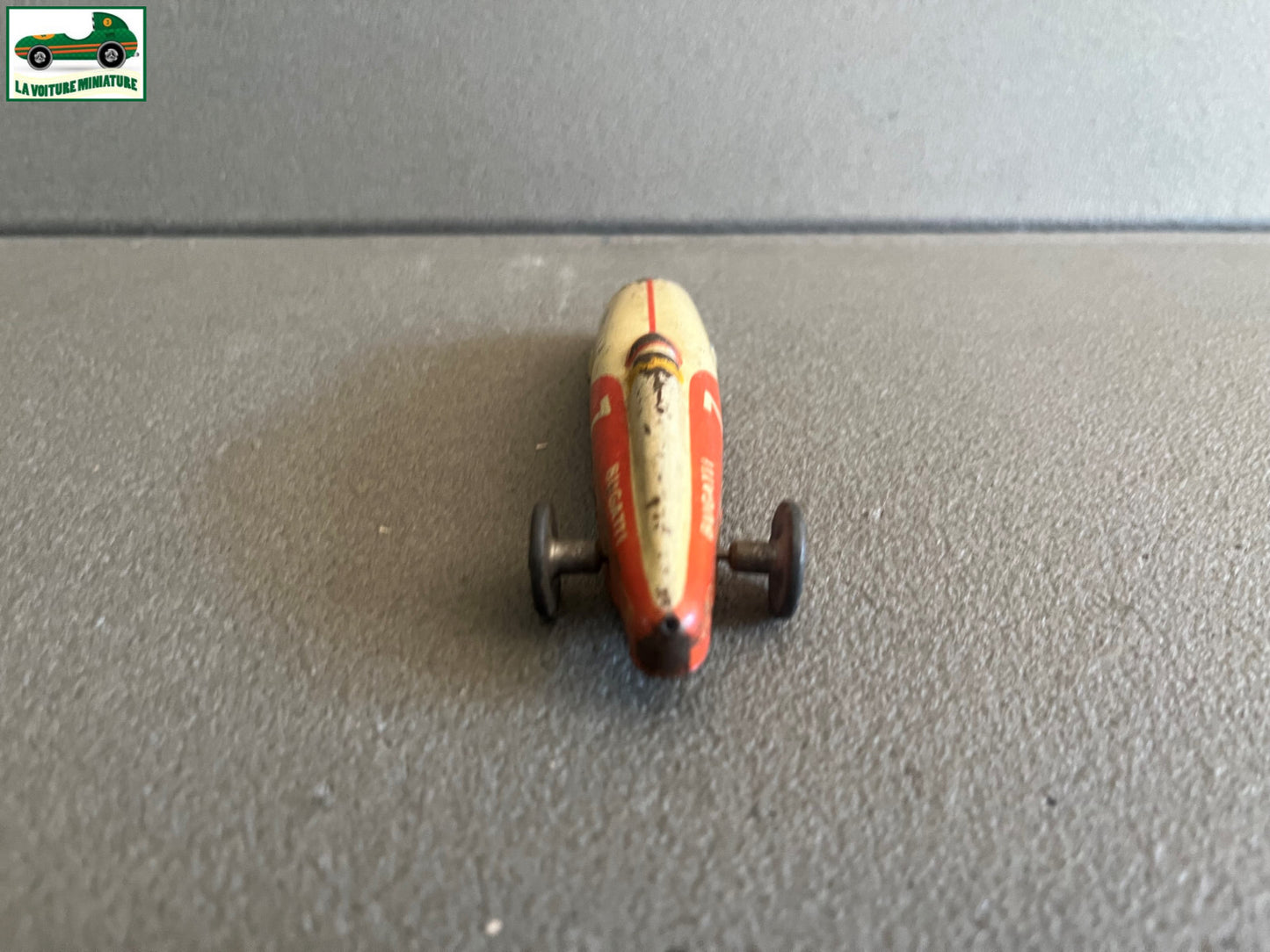 Ancienne Voiture Miniature Course Metal Tole Bugatti Jep France Epave