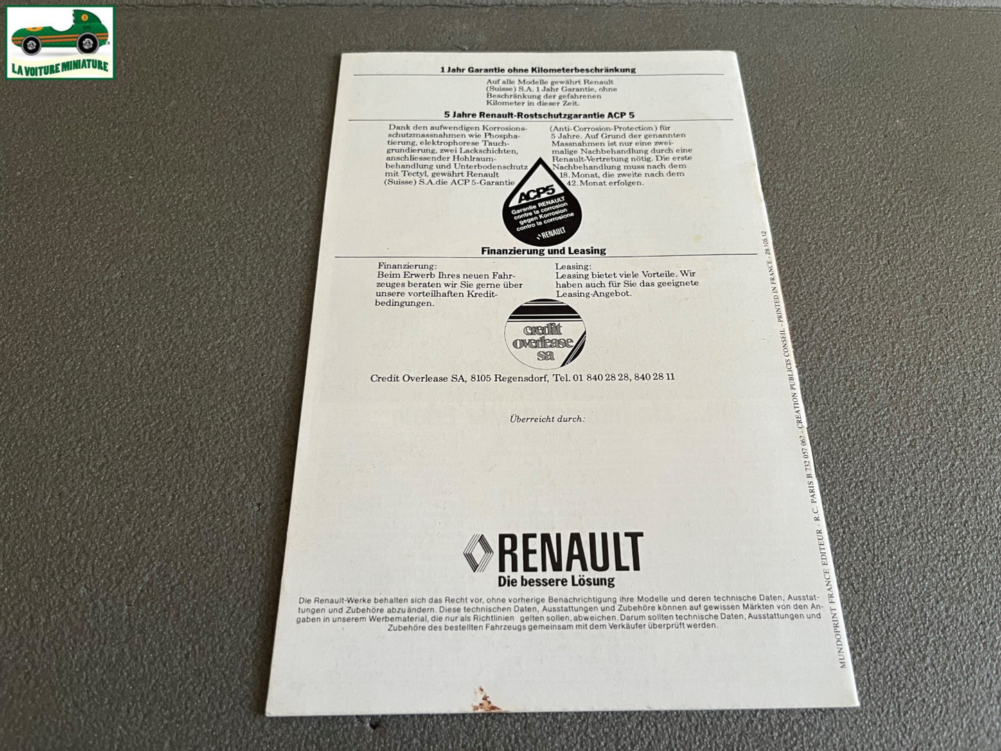 Ancien Dépliant Brochure Documentation Automobile Renault 12 Allemand