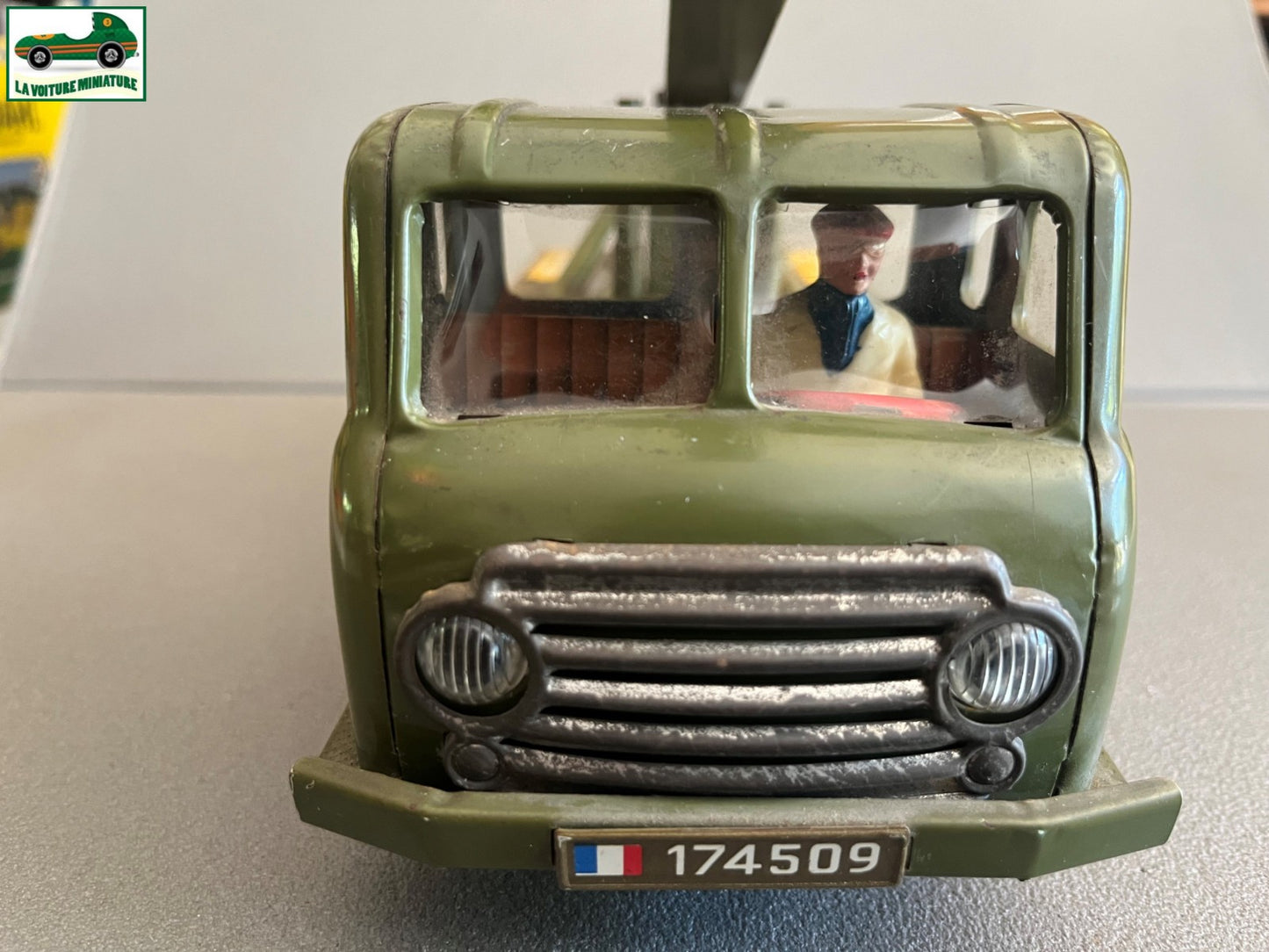 Jouet Ancien Camion Tôle Mécanisme Simca Cargo Militaire Joustra France Vintage