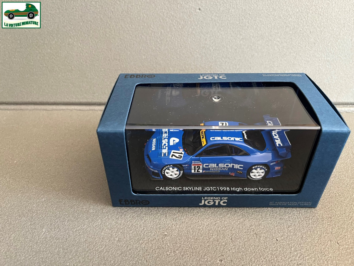 Voiture Miniature Nissan Calsonic Skyline JGTC 1998 High Down Force Ebbro 1/43