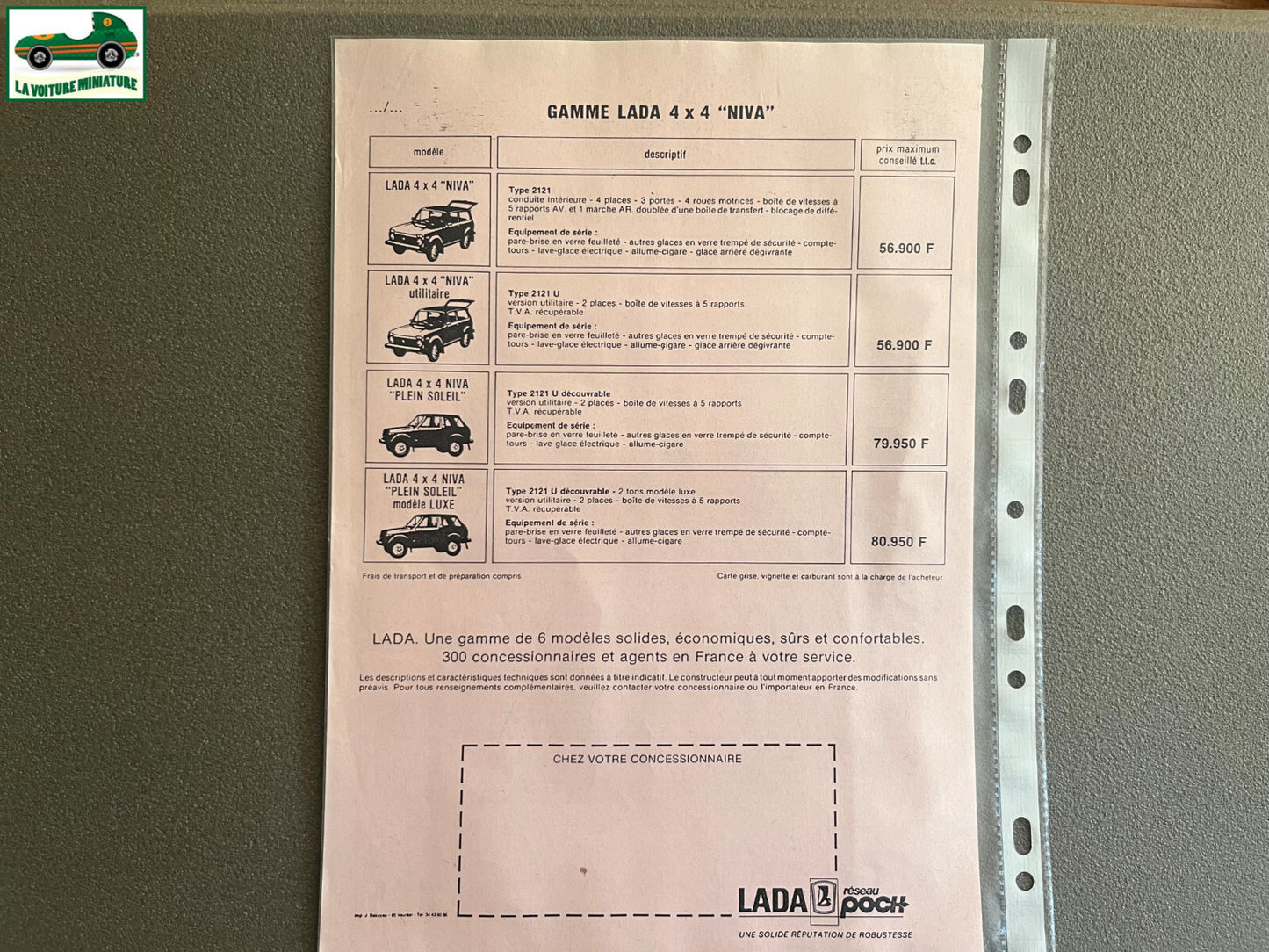 Ancien Dépliant Brochure Documentation Automobile Lada Poch Tarif 1988