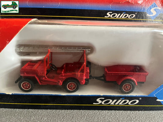 Voiture Miniature 3133 Jeep Echelle Remorque Pompiers Solido au 1/43