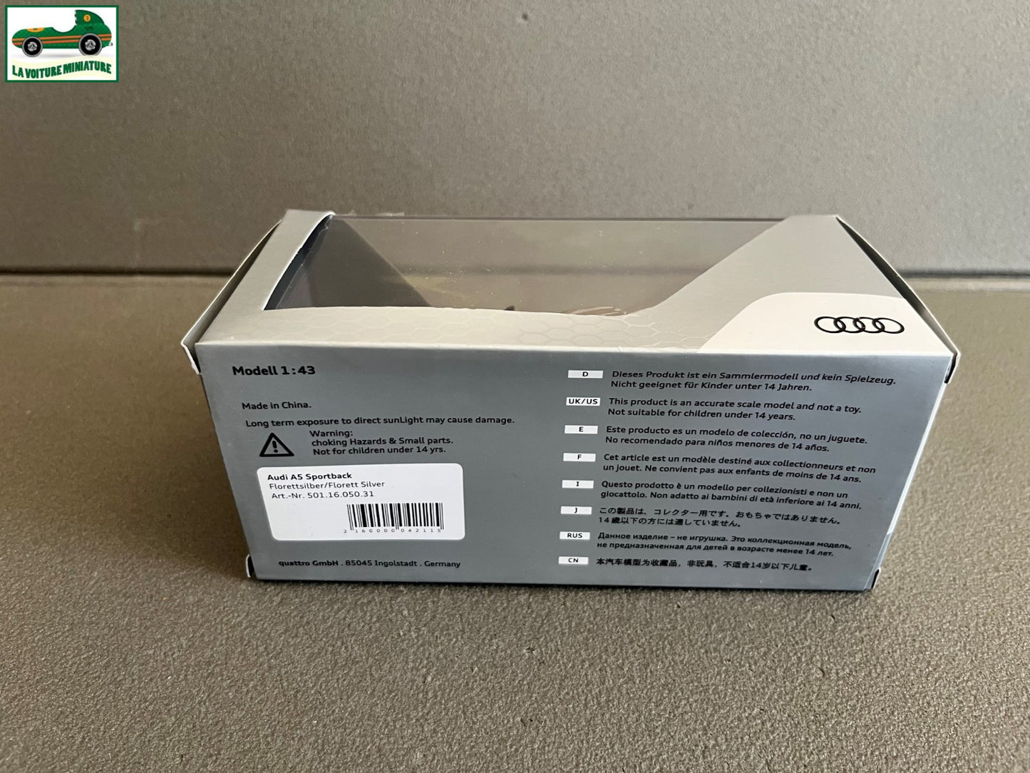 Voiture Miniature Audi A5 Sportback Silver Spark au 1/43