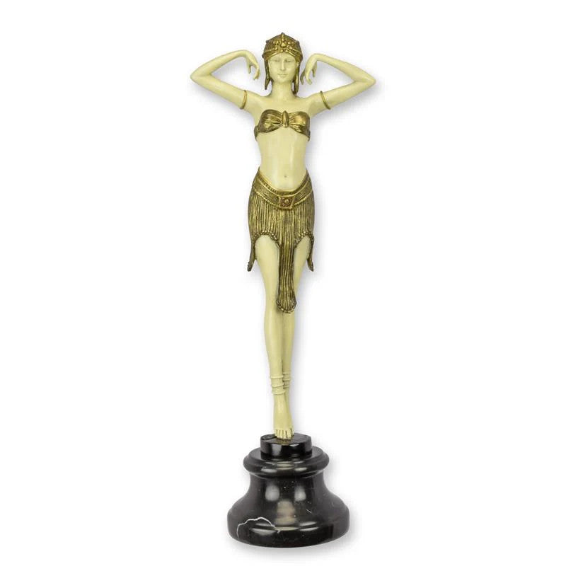STATUE MODERNE SCULPTURE BRONZE DANSEUSE SCARABÉE