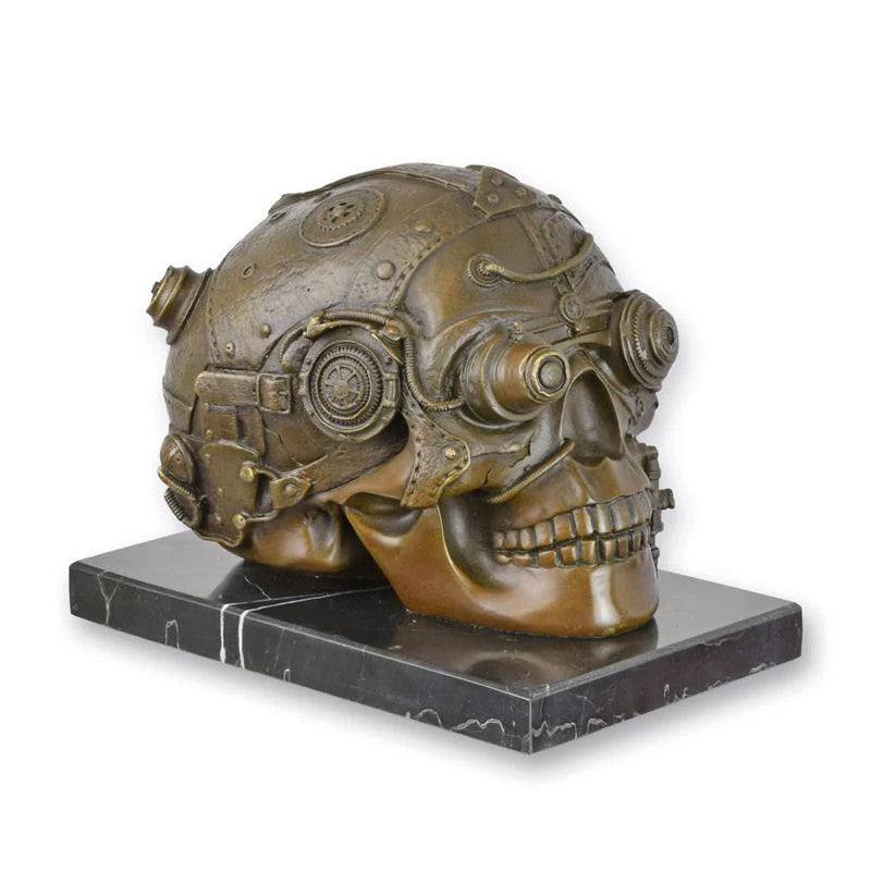 STEAMPK STATUE MODERNE SCULPTURE BRONZE CRÂNE