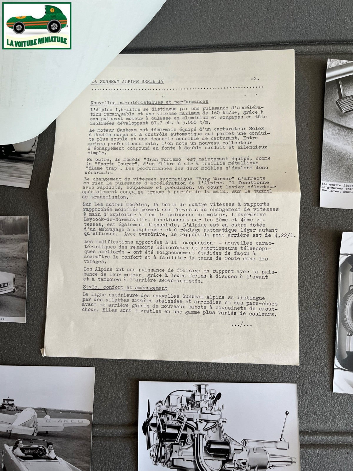 Ancien Documentation Automobile Communiqué Presse Rootes Motors Sunbeam Photo