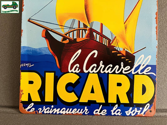 Plaque Métal Publicitaire La Caravelle Ricard Pastis 20 x 30 cm