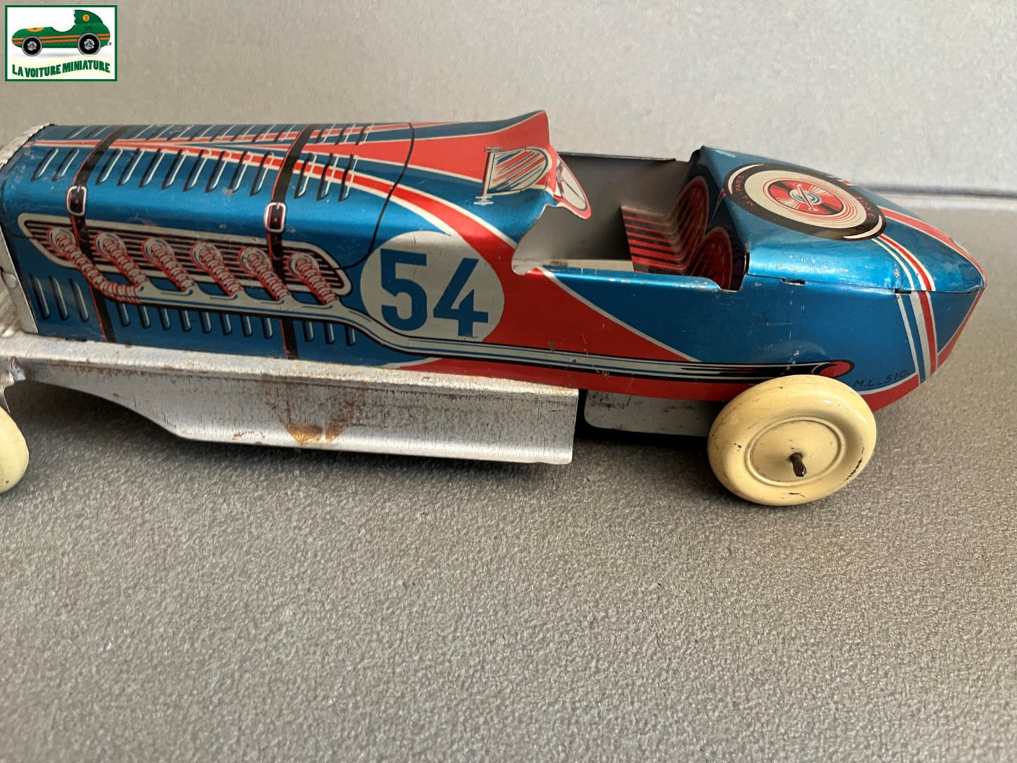Jouet Ancien Tôle Voiture Course M L PARIS ML 510 Martinan Larnaude Vintage