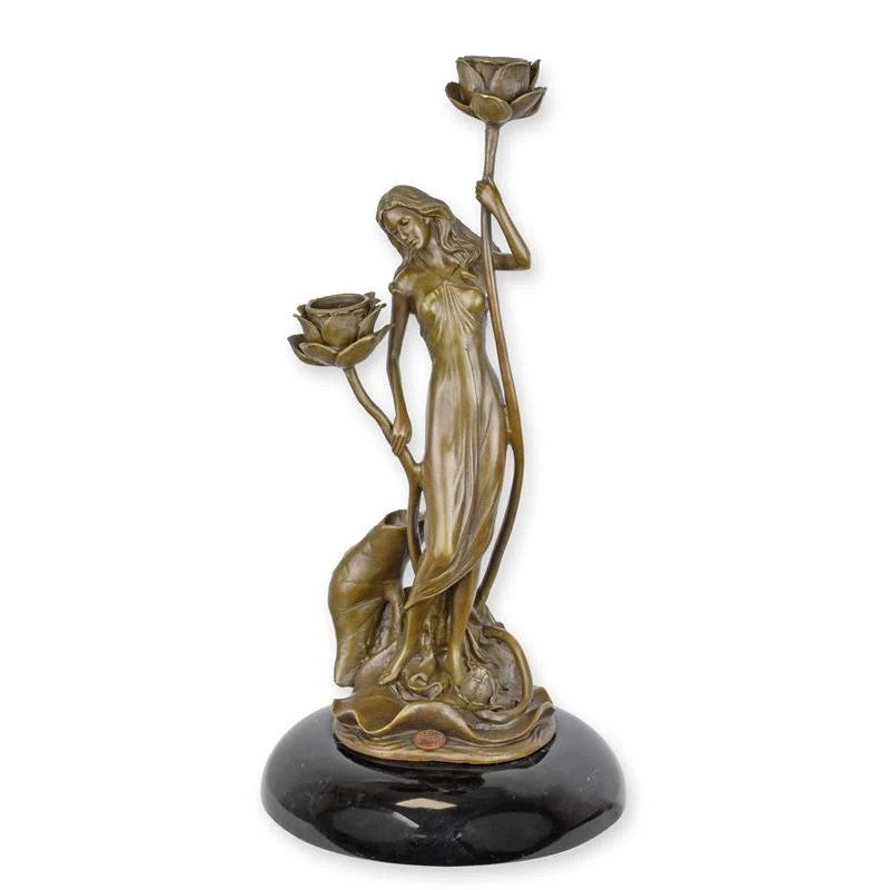 BOUGEOIR STATUE MODERNE SCULPTURE BRONZE ART NOUVEAU