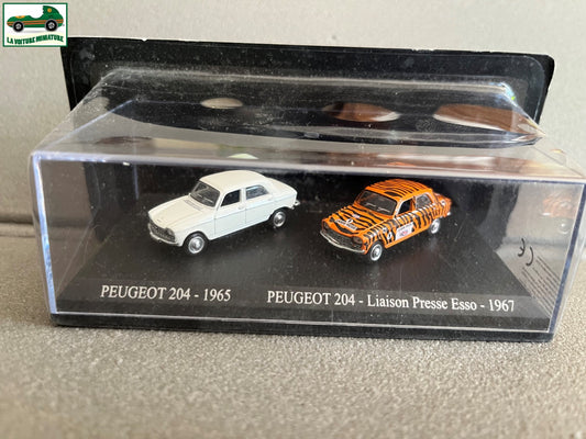 Voiture Miniature Duo Peugeot 204 1965 Esso 1967 Universal Hobbies 1/87 HO