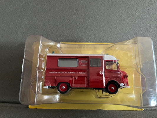 Voiture miniature Camion Citroen H HY Lamballe Pompiers Hachette 1/43