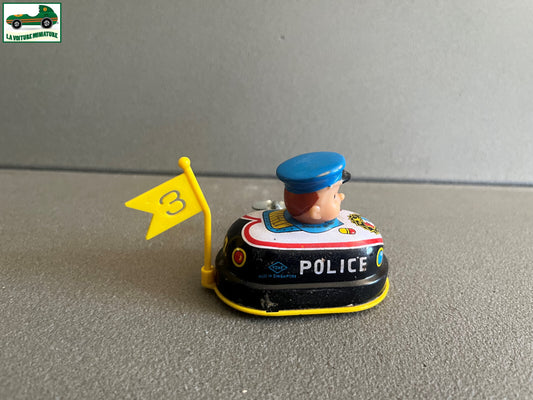 Ancienne Voiture Miniature Métal Tôle Mécanisme Yone Police Made in Singapore