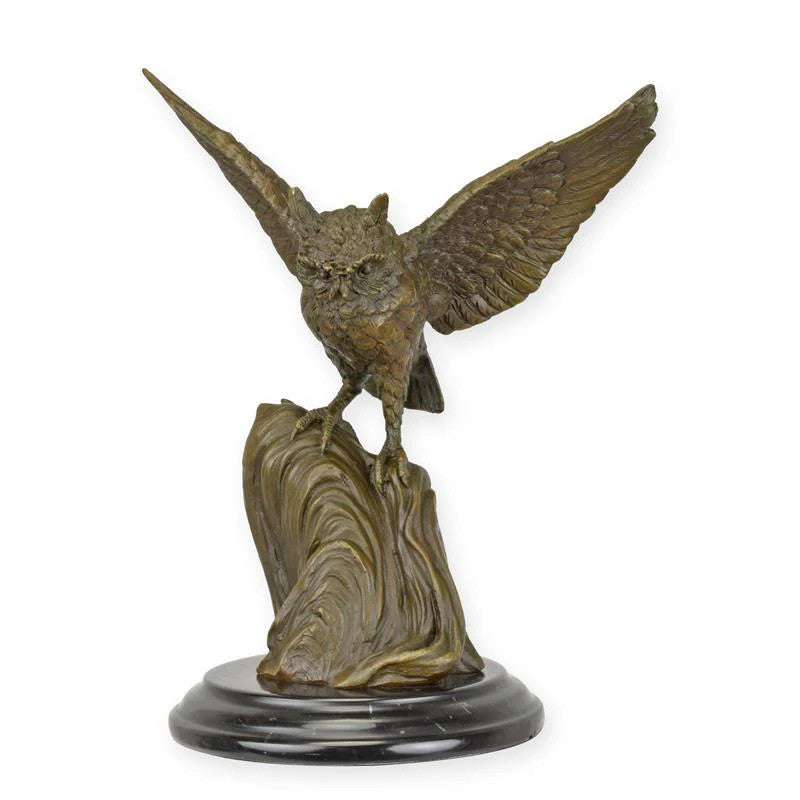 STATUE MODERNE SCULPTURE BRONZE HIBOU AUX AILES DÉPLOYÉES