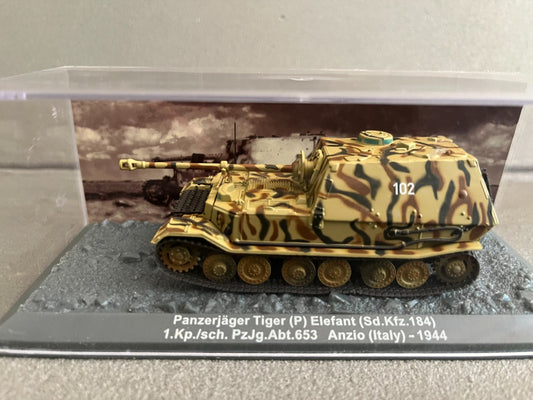 Miniature Militaire Char Tank Blindé Panzerjager Tiger P Elefant Altaya 1/72