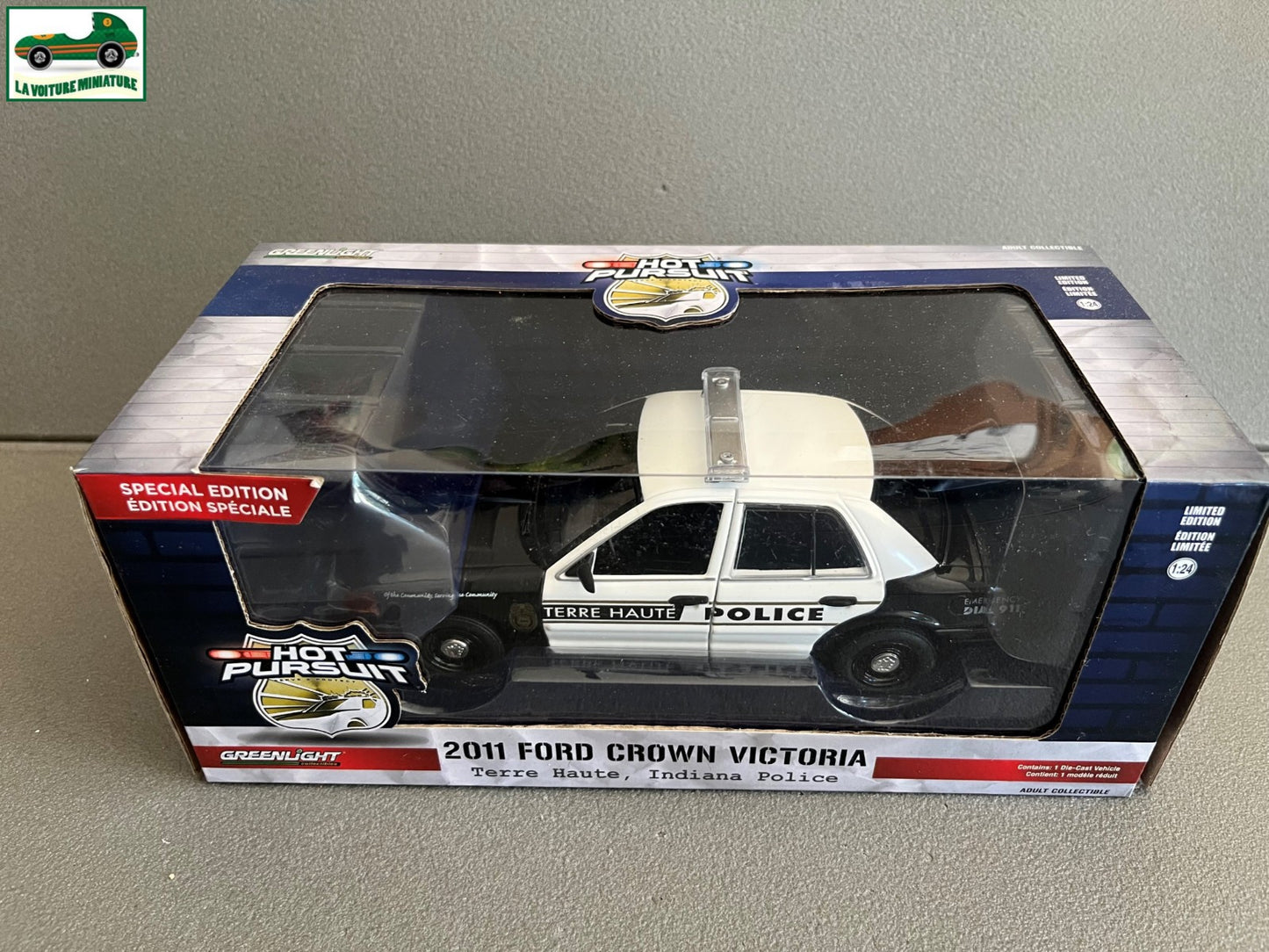 Voiture Miniature 2011 Ford Crown Victoria Police Terre Haute Greenlight au 1/24