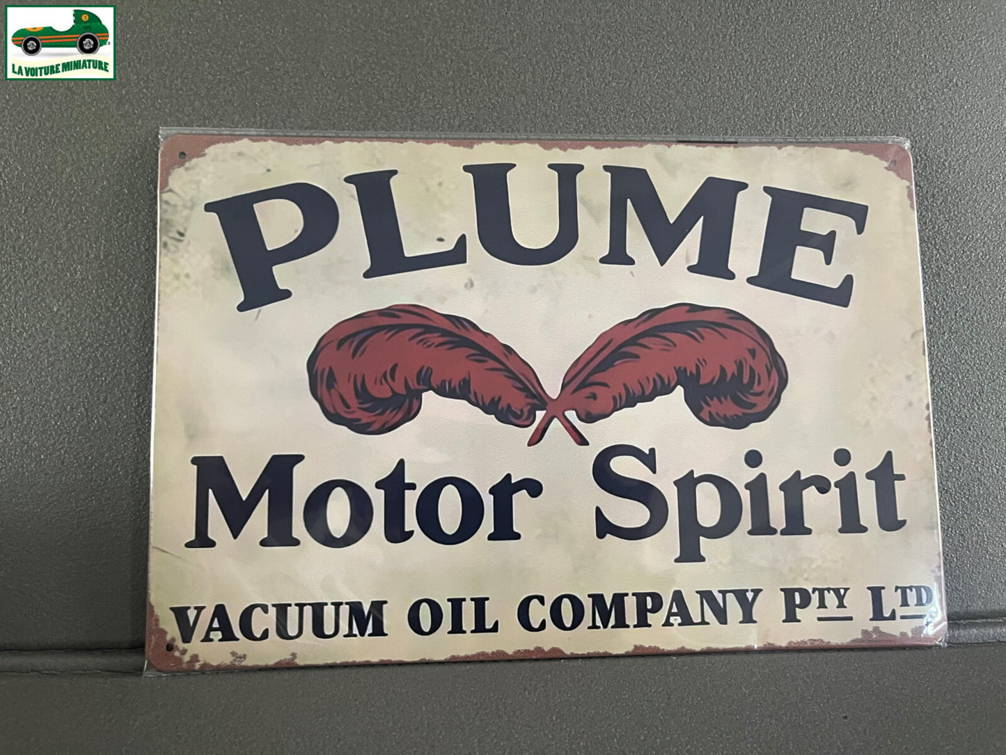Plaque Métal Voiture Automobile Garage Huile Moteur Plume 20 x 30 cm